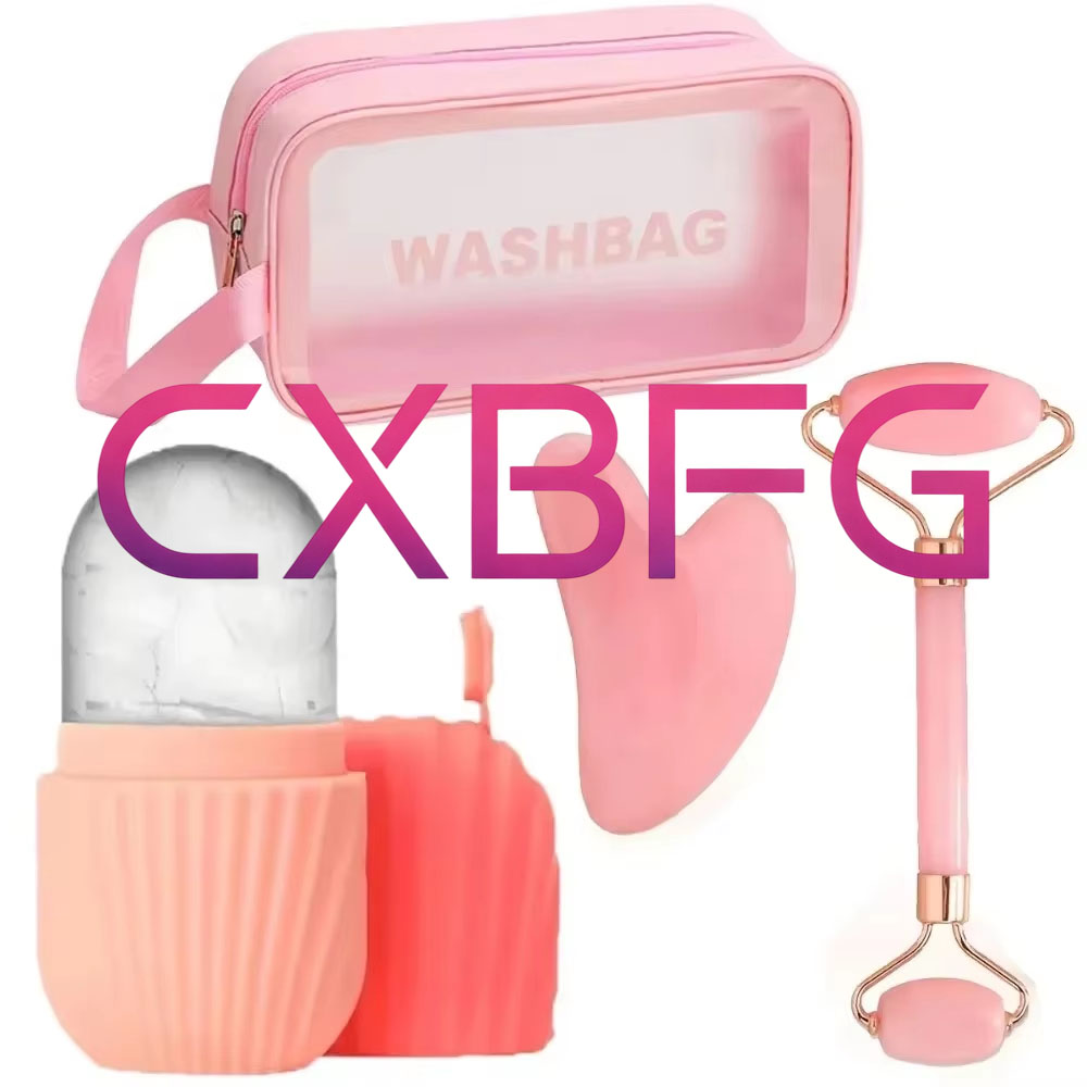Face Ice Roller Puffiness - 4/1-delige gezichtsmassageset met dubbele koproller, hartvormige