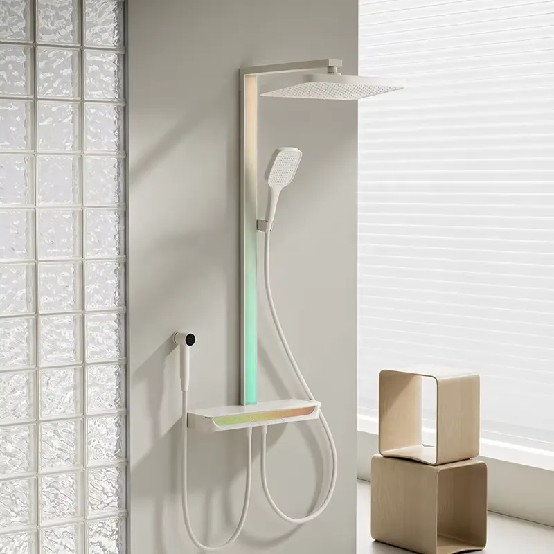 Massage - Messing digitale watervaldoucheset, aan de muur