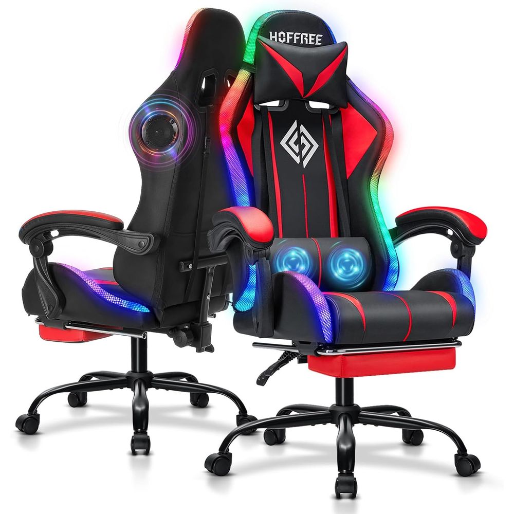 Massage - RGB-gamingstoel met Bluetooth-luidsprekers en LED-verlichting Ergonomische