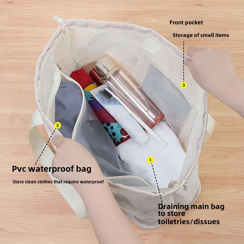 Grote strandtas met afwatering - Makeup recensie en prijs